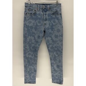 Levis 501 Skinny Filiforme Floral Flower Print Jeans Button Fly Women 28X28